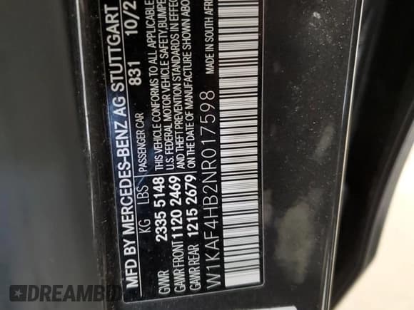 ✅ 2022 Mercedes-Benz C 300 • VIN: W1KAF4HB2NR017598 • Лот: 71813755. Опубликован ранее на Copart с пробегом 43 528 миль. Бесплатный доступ к архиву аукционных продаж из США и подробный отчёт об истории автомобиля на DreamBid. Изображение 13.