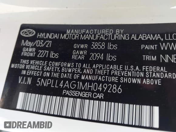 ✅ 2021 Hyundai Elantra SE • VIN: 5NPLL4AG1MH049286 • Лот: 43397229. Опубликован ранее на IAAI с пробегом 91 761 миль. Бесплатный доступ к архиву аукционных продаж из США и подробный отчёт об истории автомобиля на DreamBid. Изображение 9.