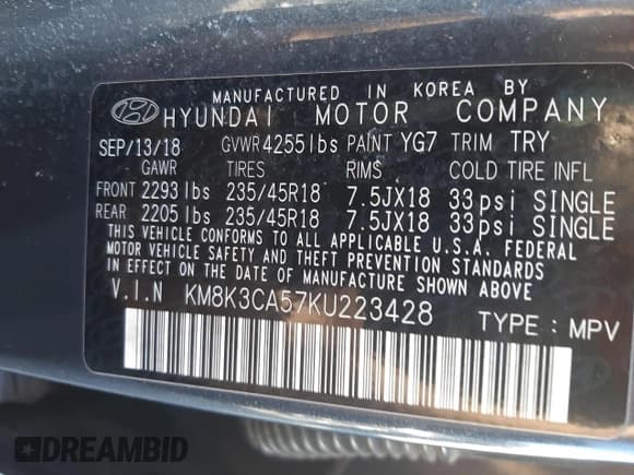 ✅ 2019 Hyundai Kona Limited • VIN: KM8K3CA57KU223428 • Лот: 70858833. Опубликован ранее на Copart с пробегом Не указан. Бесплатный доступ к архиву аукционных продаж из США и подробный отчёт об истории автомобиля на DreamBid. Изображение 12.