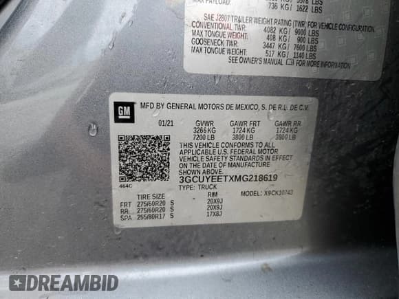 ✅ 2021 Chevrolet Silverado 1500 RST • VIN: 3GCUYEETXMG218619 • Лот: 85091355. Опубликован ранее на Copart с пробегом 163 439 миль. Бесплатный доступ к архиву аукционных продаж из США и подробный отчёт об истории автомобиля на DreamBid. Изображение 12.