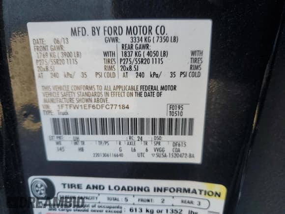 ✅ 2013 Ford F-150 FX4 • VIN: 1FTFW1EF6DFC77184 • Lot: 93397575. Wystawiony na Copart z przebiegiem 181 058 mil. Bezpłatny archiwum sprzedaży aukcyjnych z USA i szczegółowy raport historii pojazdu na DreamBid. Zdjęcie 12.