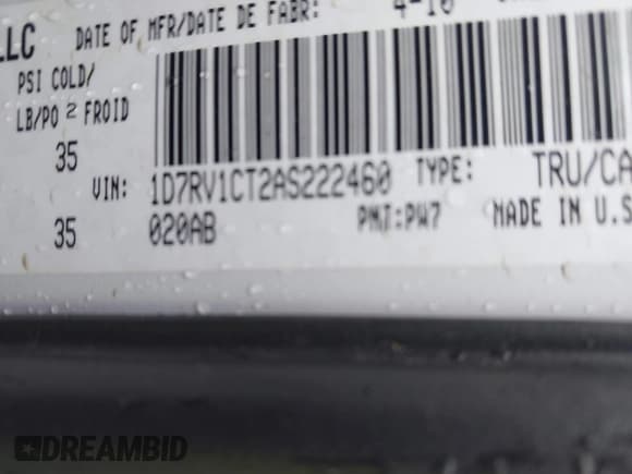 ✅ 2010 Dodge 1500 Sport • VIN: 1D7RV1CT2AS222460 • Lot: 42411990. Wystawiony na IAAI z przebiegiem 158 049 mil. Bezpłatny archiwum sprzedaży aukcyjnych z USA i szczegółowy raport historii pojazdu na DreamBid. Zdjęcie 9.