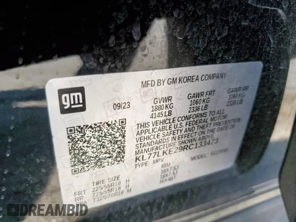 2024 Chevrolet Trax ACTIV с VIN KL77LKE29RC133473, выставлен на аукционе Copart как лот 85784685 с пробегом 25 128 миль миль и Списание • Salvage title. История ставок и продаж доступна на DreamBid. Изображение 13.