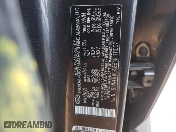 ✅ 2022 Hyundai Tucson SEL • VIN: 5NMJBCAE6NH111007 • Lot: 42760013. Wystawiony na Copart z przebiegiem 5 216 mil. Bezpłatny archiwum sprzedaży aukcyjnych z USA i szczegółowy raport historii pojazdu na DreamBid. Zdjęcie 12.