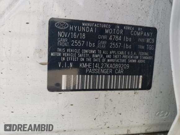 ✅ 2019 Hyundai Sonata • VIN: KMHE14L27KA089209 • Лот: 47297365. Опубликован ранее на Copart с пробегом 80 558 миль. Бесплатный доступ к архиву аукционных продаж из США и подробный отчёт об истории автомобиля на DreamBid. Изображение 14.