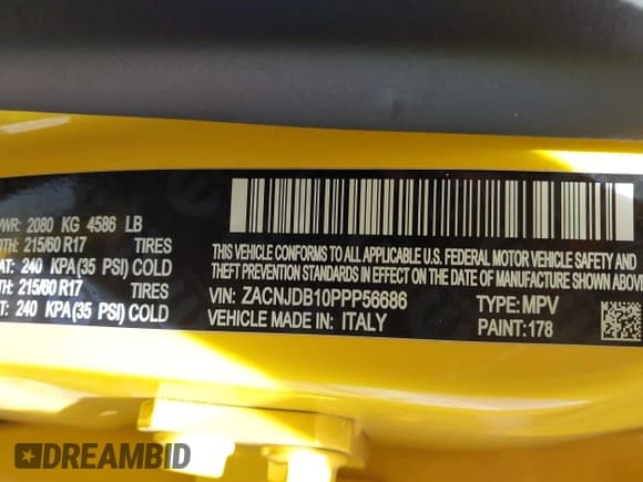 ✅ 2023 Jeep Renegade Latitude • VIN: ZACNJDB10PPP56686 • Lot: 42673554. Listed on IAAI with 18,621 mi. Free auction sales archive from the USA and detailed vehicle history report at DreamBid. Image 9.