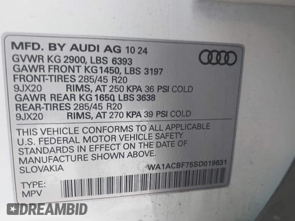 ✅ 2025 Audi Q7 Premium • VIN: WA1ACBF75SD019631 • Lot: 42309555. Listed on IAAI with 7,435 mi. Free auction sales archive from the USA and detailed vehicle history report at DreamBid. Image 9.