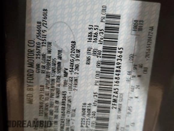 ✅ 2004 Ford Freestar SE • VIN: 2FMZA51684BA93645 • Lot: 82252124. Listed on Copart with 126,377 mi. Free auction sales archive from the USA and detailed vehicle history report at DreamBid. Image 15.