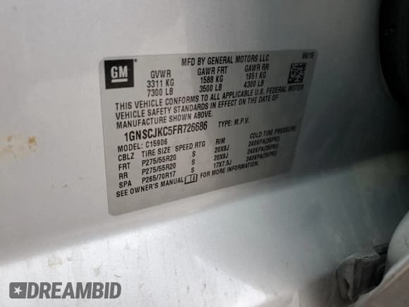 ✅ 2015 Chevrolet Suburban LT • VIN: 1GNSCJKC5FR726686 • Lot: 72442954. Wystawiony na Copart z przebiegiem 154 901 mil. Bezpłatny archiwum sprzedaży aukcyjnych z USA i szczegółowy raport historii pojazdu na DreamBid. Zdjęcie 13.