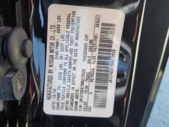 ✅ 2011 Infiniti G37 IPL • VIN: JN1CV6EK7BM212629 • Lot: 70998095. Wystawiony na Copart z przebiegiem 125 447 mil. Bezpłatny archiwum sprzedaży aukcyjnych z USA i szczegółowy raport historii pojazdu na DreamBid. Zdjęcie 12.