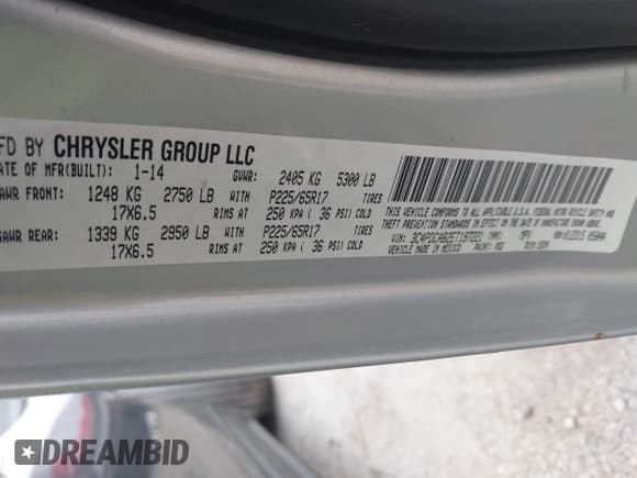 ✅ 2014 Dodge Journey SE • VIN: 3C4PDCAB2ET197221 • Lot: 43578095. Listed on IAAI with 164,446 mi. Free auction sales archive from the USA and detailed vehicle history report at DreamBid. Image 9.