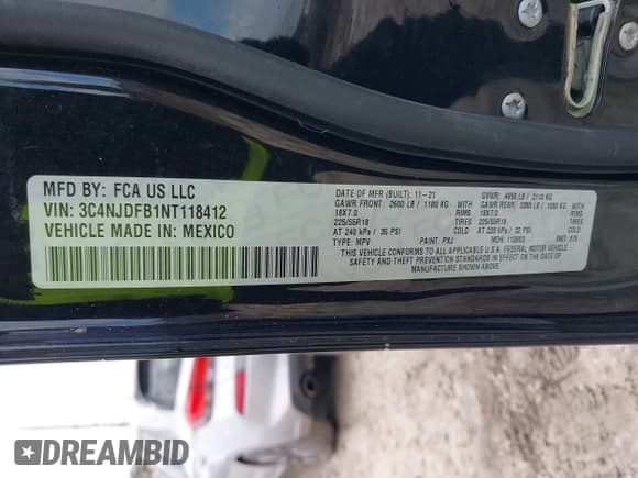 ✅ 2022 Jeep Compass Latitude Lux • VIN: 3C4NJDFB1NT118412 • Lot: 41115850. Listed on IAAI with Not provided. Free auction sales archive from the USA and detailed vehicle history report at DreamBid. Image 9.