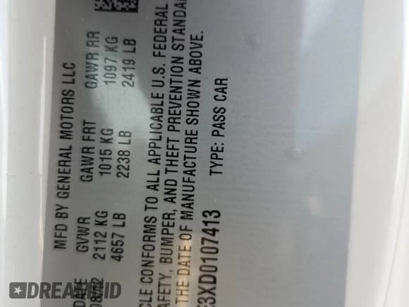 ✅ 2013 Cadillac CTS • VIN: 1G6DA1E3XD0107413 • Lot: 41516665. Wystawiony na Copart z przebiegiem 45 248 mil. Bezpłatny archiwum sprzedaży aukcyjnych z USA i szczegółowy raport historii pojazdu na DreamBid. Zdjęcie 14.