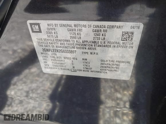 ✅ 2016 Chevrolet Equinox LS • VIN: 2GNFLEEK2G6333897 • Лот: 43386769. Опубликован ранее на IAAI с пробегом 136 718 миль. Бесплатный доступ к архиву аукционных продаж из США и подробный отчёт об истории автомобиля на DreamBid. Изображение 9.