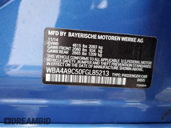 ✅ 2015 BMW 4 Series 428i • VIN: WBA4A9C50FGL85213 • Lot: 83870355. Listed on Copart with 61,081 mi. Free auction sales archive from the USA and detailed vehicle history report at DreamBid. Image 12.