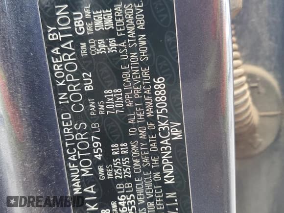 ✅ 2019 Kia Sportage EX • VIN: KNDPN3AC3K7508886 • Lot: 66557965. Wystawiony na Copart z przebiegiem 170 698 mil. Bezpłatny archiwum sprzedaży aukcyjnych z USA i szczegółowy raport historii pojazdu na DreamBid. Zdjęcie 14.