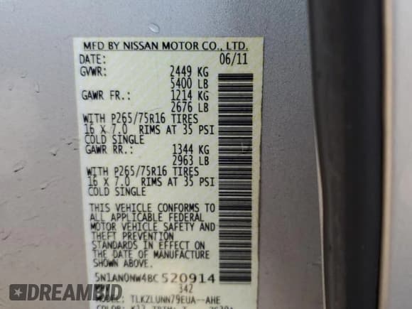 ✅ 2011 Nissan Xterra X • VIN: 5N1AN0NW4BC520914 • Lot: 87070764. Wystawiony na Copart z przebiegiem 84 780 mil. Bezpłatny archiwum sprzedaży aukcyjnych z USA i szczegółowy raport historii pojazdu na DreamBid. Zdjęcie 13.