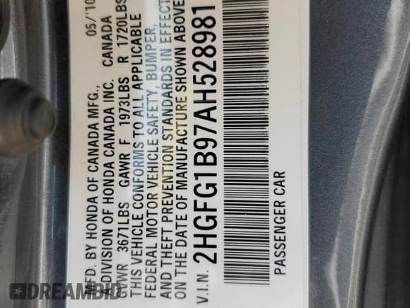 ✅ 2010 Honda Civic EX-L • VIN: 2HGFG1B97AH528981 • Lot: 54578895. Wystawiony na Copart z przebiegiem 170 834 mil. Bezpłatny archiwum sprzedaży aukcyjnych z USA i szczegółowy raport historii pojazdu na DreamBid. Zdjęcie 12.