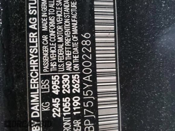 ✅ 2000 Mercedes-Benz CL 500/600 • VIN: WDBPJ75J5YA002286 • Lot: 57941605. Listed on Copart with 66,900 mi. Free auction sales archive from the USA and detailed vehicle history report at DreamBid. Image 12.