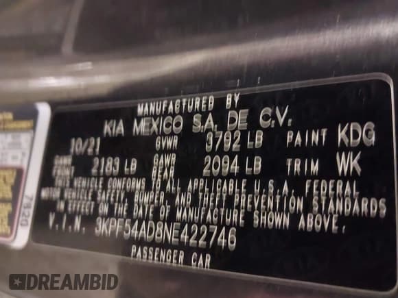 ✅ 2022 Kia Forte GT-Line • VIN: 3KPF54AD8NE422746 • Лот: 43642888. Опубликован ранее на IAAI с пробегом 34 275 миль. Бесплатный доступ к архиву аукционных продаж из США и подробный отчёт об истории автомобиля на DreamBid. Изображение 9.