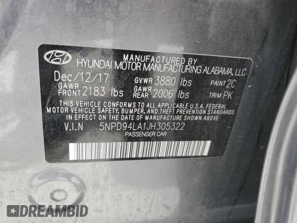 2018 Hyundai Elantra Eco with VIN 5NPD94LA1JH305322, listed as a Copart auction lot 62076995 with 24,556 mi miles and Salvage title. Bid and sale history available at DreamBid. Image 12.