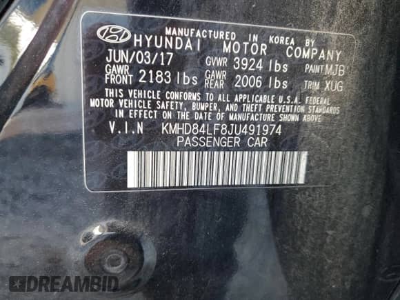 2018 Hyundai Elantra Value Edition z VIN KMHD84LF8JU491974, wystawiony jako Copart lot #82008735 z przebiegiem 122 311 mil mil oraz Szkoda całkowita • Salvage title. Historia ofert i sprzedaży dostępna na DreamBid. Obrazek 13.