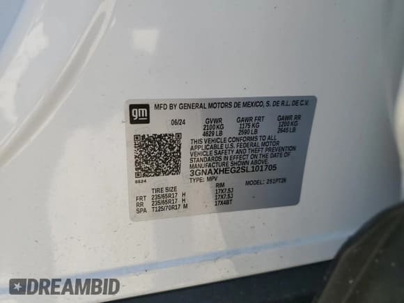 ✅ 2025 Chevrolet Equinox FWD LT • VIN: 3GNAXHEG2SL101705 • Lot: 61753855. Wystawiony na Copart z przebiegiem 10 991 mil. Bezpłatny archiwum sprzedaży aukcyjnych z USA i szczegółowy raport historii pojazdu na DreamBid. Zdjęcie 13.