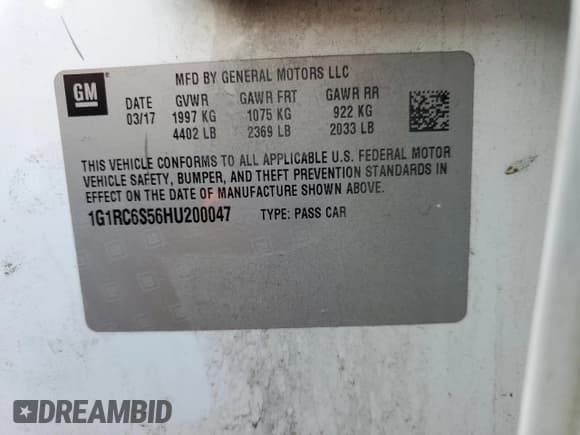 ✅ 2017 Chevrolet Volt LT • VIN: 1G1RC6S56HU200047 • Lot: 61092324. Wystawiony na Copart z przebiegiem Nie podano. Bezpłatny archiwum sprzedaży aukcyjnych z USA i szczegółowy raport historii pojazdu na DreamBid. Zdjęcie 12.