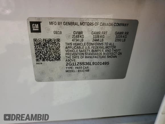 ✅ 2020 Chevrolet Impala LT • VIN: 2G11Z5S36L9101495 • Лот: 77448874. Опубликован ранее на Copart с пробегом Не указан. Бесплатный доступ к архиву аукционных продаж из США и подробный отчёт об истории автомобиля на DreamBid. Изображение 12.