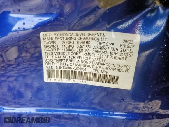 ✅ 2024 Acura MDX Type S • VIN: 5J8YD8H87RL001904 • Lot: 67538905. Wystawiony na Copart z przebiegiem 27 452 mil. Bezpłatny archiwum sprzedaży aukcyjnych z USA i szczegółowy raport historii pojazdu na DreamBid. Zdjęcie 13.