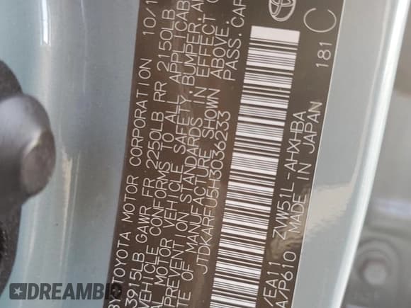 ✅ 2017 Toyota Prius Three Touring • VIN: JTDKARFU5H3036233 • Lot: 92828935. Listed on Copart with 43,228 mi. Free auction sales archive from the USA and detailed vehicle history report at DreamBid. Image 13.