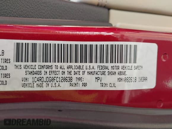 ✅ 2015 Dodge Durango Limited • VIN: 1C4RDJDG0FC120638 • Lot: 43526631. Listed on IAAI with 167,370 mi. Free auction sales archive from the USA and detailed vehicle history report at DreamBid. Image 9.