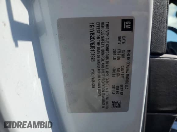 2018 Chevrolet Corvette 1LT z VIN 1G1YB2D76J5101928, wystawiony jako Copart lot #69222395 z przebiegiem 53 347 mil mil oraz Szkoda całkowita • Salvage title. Historia ofert i sprzedaży dostępna na DreamBid. Obrazek 12.