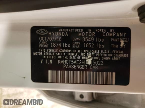 ✅ 2017 Hyundai Accent SE • VIN: KMHCT5AE2HU315023 • Лот: 65473973. Опубликован ранее на Copart с пробегом 78 712 миль. Бесплатный доступ к архиву аукционных продаж из США и подробный отчёт об истории автомобиля на DreamBid. Изображение 12.