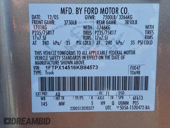 ✅ 2006 Ford F-150 XLT • VIN: 1FTPX14516KB94573 • Лот: 94500525. Опубликован ранее на Copart с пробегом 349 651 миль. Бесплатный доступ к архиву аукционных продаж из США и подробный отчёт об истории автомобиля на DreamBid. Изображение 12.