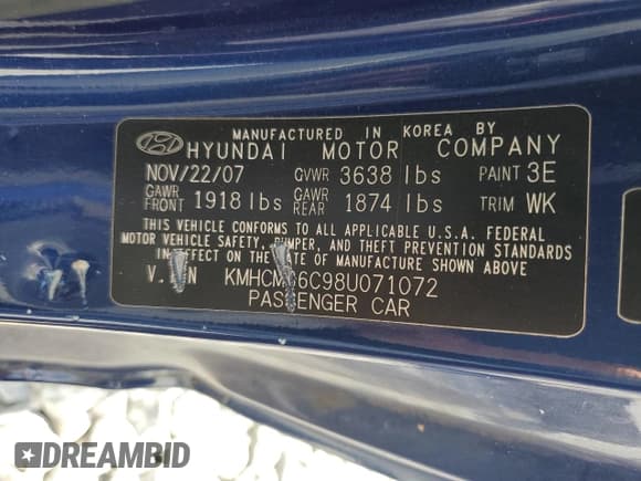 ✅ 2008 Hyundai Accent GS • VIN: KMHCM36C98U071072 • Лот: 57320675. Опубликован ранее на Copart с пробегом 136 412 миль. Бесплатный доступ к архиву аукционных продаж из США и подробный отчёт об истории автомобиля на DreamBid. Изображение 14.