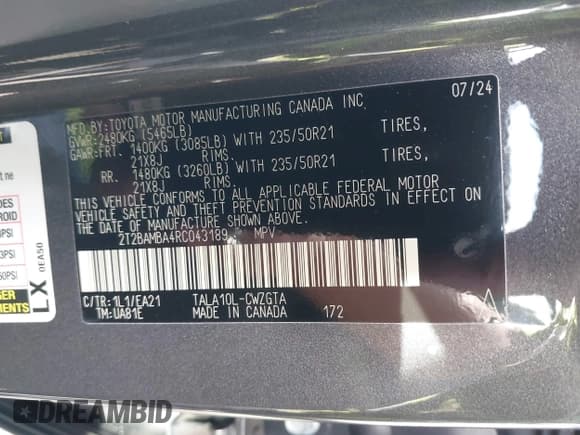 ✅ 2024 Lexus RX 350 • VIN: 2T2BAMBA4RC043189 • Лот: 41232247. Опубликован ранее на IAAI с пробегом 4 741 миль. Бесплатный доступ к архиву аукционных продаж из США и подробный отчёт об истории автомобиля на DreamBid. Изображение 9.