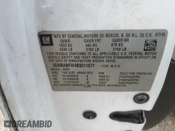 ✅ 2011 Chevrolet HHR 1LT • VIN: 3GNBABFW4BS511677 • Лот: 71534634. Опубликован ранее на Copart с пробегом 180 929 миль. Бесплатный доступ к архиву аукционных продаж из США и подробный отчёт об истории автомобиля на DreamBid. Изображение 12.