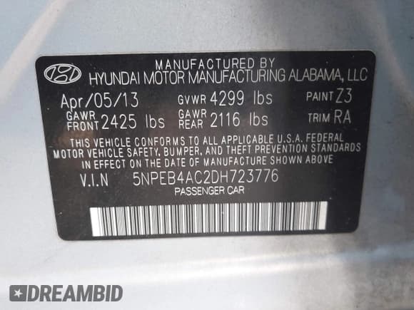 ✅ 2013 Hyundai Sonata GLS • VIN: 5NPEB4AC2DH723776 • Лот: 43616358. Опубликован ранее на IAAI с пробегом 120 230 миль. Бесплатный доступ к архиву аукционных продаж из США и подробный отчёт об истории автомобиля на DreamBid. Изображение 9.