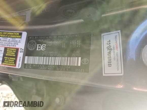 2023 Toyota Camry SE с VIN 4T1S11BK5PU092196, выставлен на аукционе Copart как лот 71877285 с пробегом 91 911 миль миль и Списание • Salvage title. История ставок и продаж доступна на DreamBid. Изображение 12.