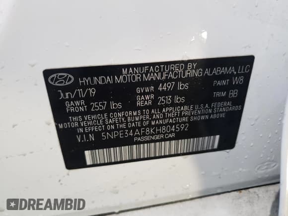 ✅ 2019 Hyundai Sonata SEL • VIN: 5NPE34AF8KH804592 • Лот: 67200132. Опубликован ранее на Copart с пробегом 14 865 миль. Бесплатный доступ к архиву аукционных продаж из США и подробный отчёт об истории автомобиля на DreamBid. Изображение 12.