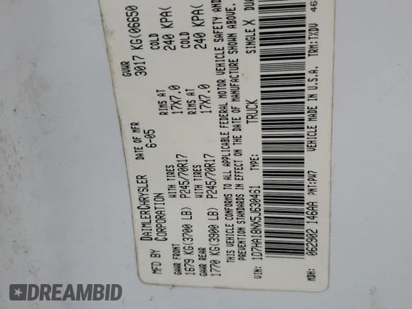 ✅ 2006 Dodge 1500 SLT • VIN: 1D7HA18NX5J630461 • Лот: 44894415. Опубликован ранее на Copart с пробегом 170 136 миль. Бесплатный доступ к архиву аукционных продаж из США и подробный отчёт об истории автомобиля на DreamBid. Изображение 14.