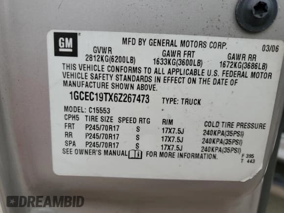 ✅ 2006 Chevrolet Silverado 1500 LT1 • VIN: 1GCEC19TX6Z267473 • Лот: 89146345. Опубликован ранее на Copart с пробегом 270 137 миль. Бесплатный доступ к архиву аукционных продаж из США и подробный отчёт об истории автомобиля на DreamBid. Изображение 15.