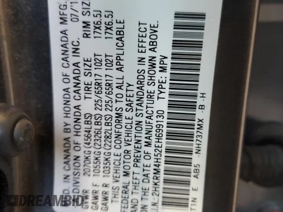 ✅ 2014 Honda CR-V EX • VIN: 2HKRM4H52EH699130 • Лот: 93567575. Опубликован ранее на Copart с пробегом 84 097 миль. Бесплатный доступ к архиву аукционных продаж из США и подробный отчёт об истории автомобиля на DreamBid. Изображение 13.