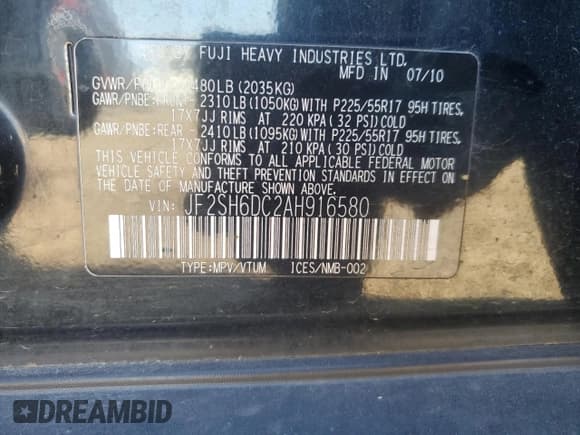 ✅ 2010 Subaru Forester X Limited • VIN: JF2SH6DC2AH916580 • Lot: 92899035. Listed on Copart with 178,038 mi. Free auction sales archive from the USA and detailed vehicle history report at DreamBid. Image 14.