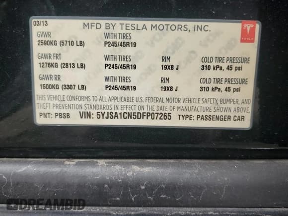 ✅ 2013 Tesla Model S • VIN: 5YJSA1CN5DFP07265 • Lot: 90638385. Wystawiony na Copart z przebiegiem 177 733 mil. Bezpłatny archiwum sprzedaży aukcyjnych z USA i szczegółowy raport historii pojazdu na DreamBid. Zdjęcie 12.