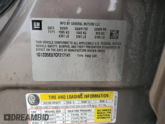 ✅ 2012 Chevrolet Malibu 2LT • VIN: 1G1ZD5EU7CF217141 • Lot: 80014874. Listed on Copart with 172,910 mi. Free auction sales archive from the USA and detailed vehicle history report at DreamBid. Image 12.