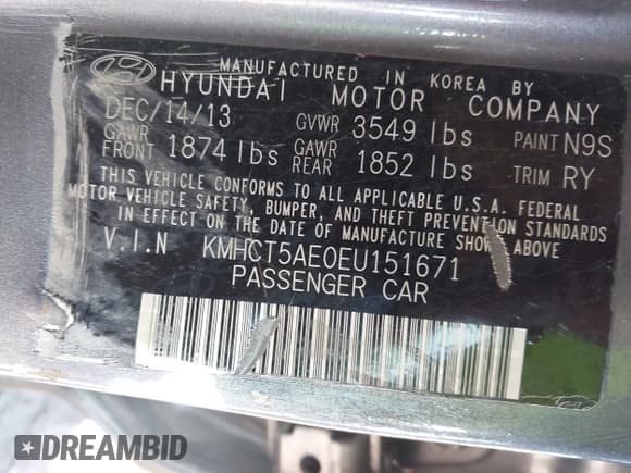 ✅ 2014 Hyundai Accent GS • VIN: KMHCT5AE0EU151671 • Lot: 43552888. Wystawiony na IAAI z przebiegiem 172 186 mil. Bezpłatny archiwum sprzedaży aukcyjnych z USA i szczegółowy raport historii pojazdu na DreamBid. Zdjęcie 9.