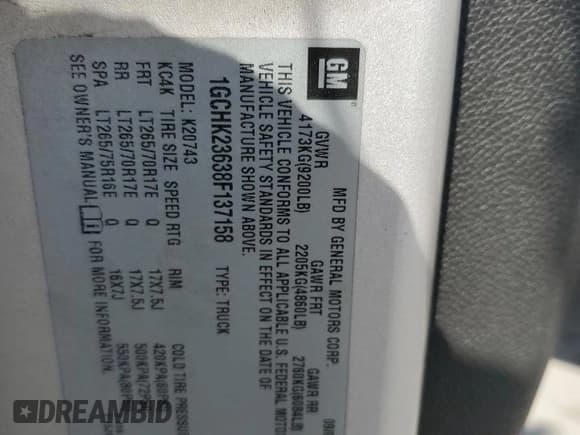 ✅ 2008 Chevrolet Silverado 2500HD LTZ • VIN: 1GCHK23638F137158 • Лот: 64662885. Опубликован ранее на Copart с пробегом 287 534 миль. Бесплатный доступ к архиву аукционных продаж из США и подробный отчёт об истории автомобиля на DreamBid. Изображение 12.