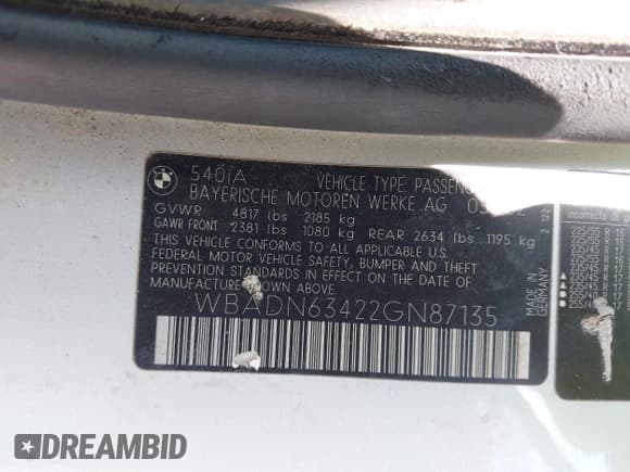 ✅ 2002 BMW 5 Series 540i • VIN: WBADN63422GN87135 • Lot: 43231762. Listed on IAAI with 253,518 mi. Free auction sales archive from the USA and detailed vehicle history report at DreamBid. Image 9.